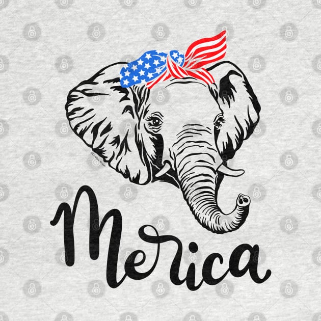 Merica American Republican Patriotic Elephant USA Flag Bandana by DoubleBrush